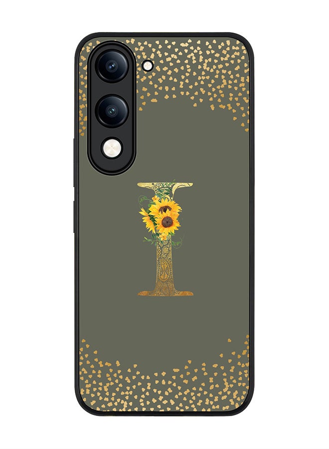 For vivo Y04 / Y29t 5G Case,Slim fit Camera Protection, Shockproof Thin Phone cover  - Custom Floral Monogram - I  (Olive Green )